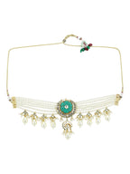 White Blue Brass Gold-Plated Necklace - Ruby Raang - Distacart