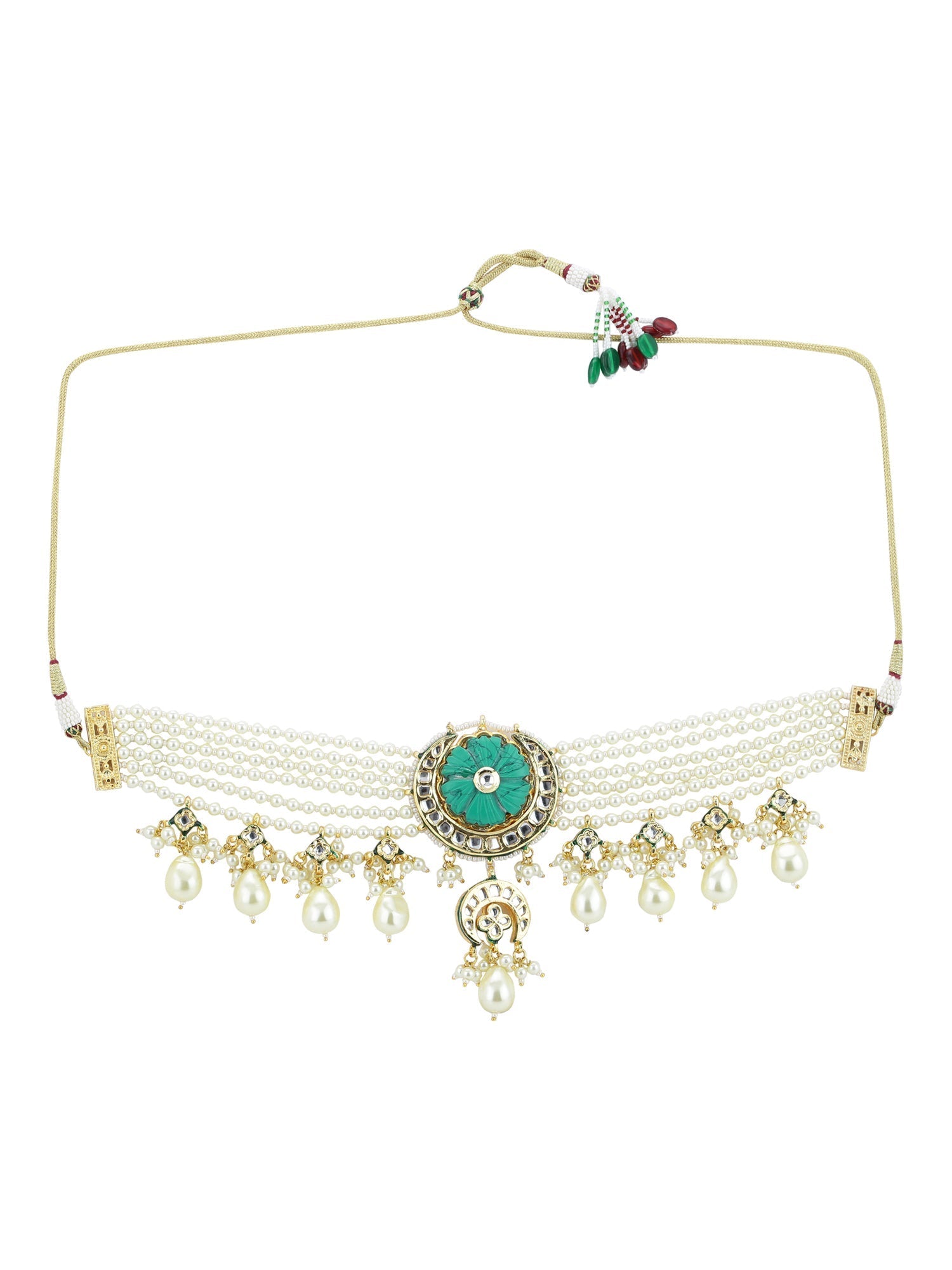 White Blue Brass Gold-Plated Necklace - Ruby Raang - Distacart