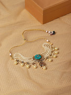 White Blue Brass Gold-Plated Necklace - Ruby Raang - Distacart