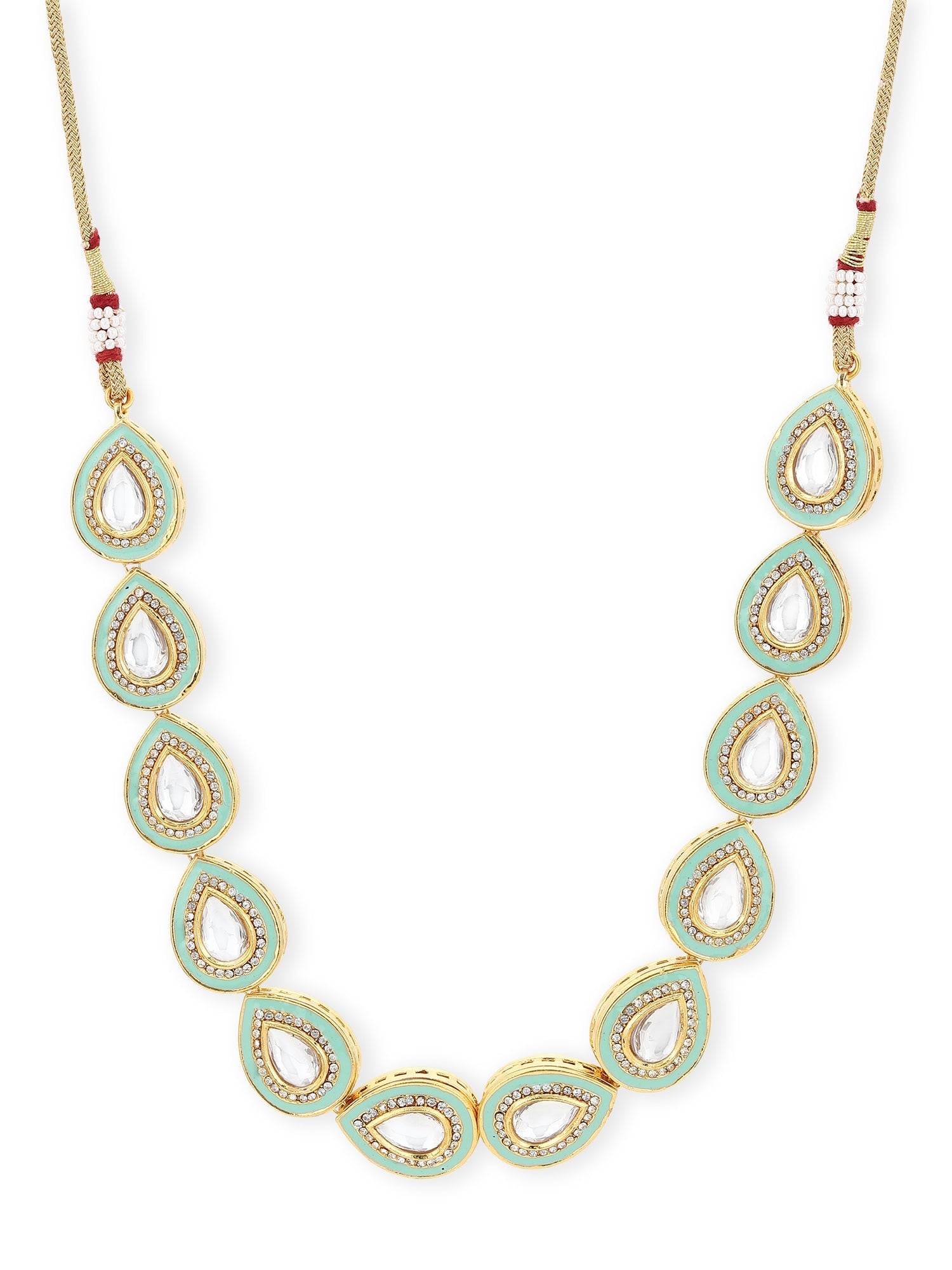 Green Brass Gold-Plated Necklace - Ruby Raang - Distacart