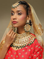 Gold-Plated Gold Kundan Studded Maharani Jewellery Set - Ruby Raang - Distacart