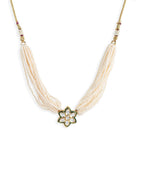 Gold-Toned White Gold-Plated Handcrafted Necklace - Ruby Raang - Distacart