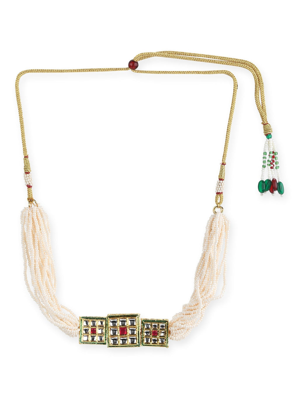 Gold-Toned White Gold-Plated Handcrafted Necklace - Ruby Raang - Distacart