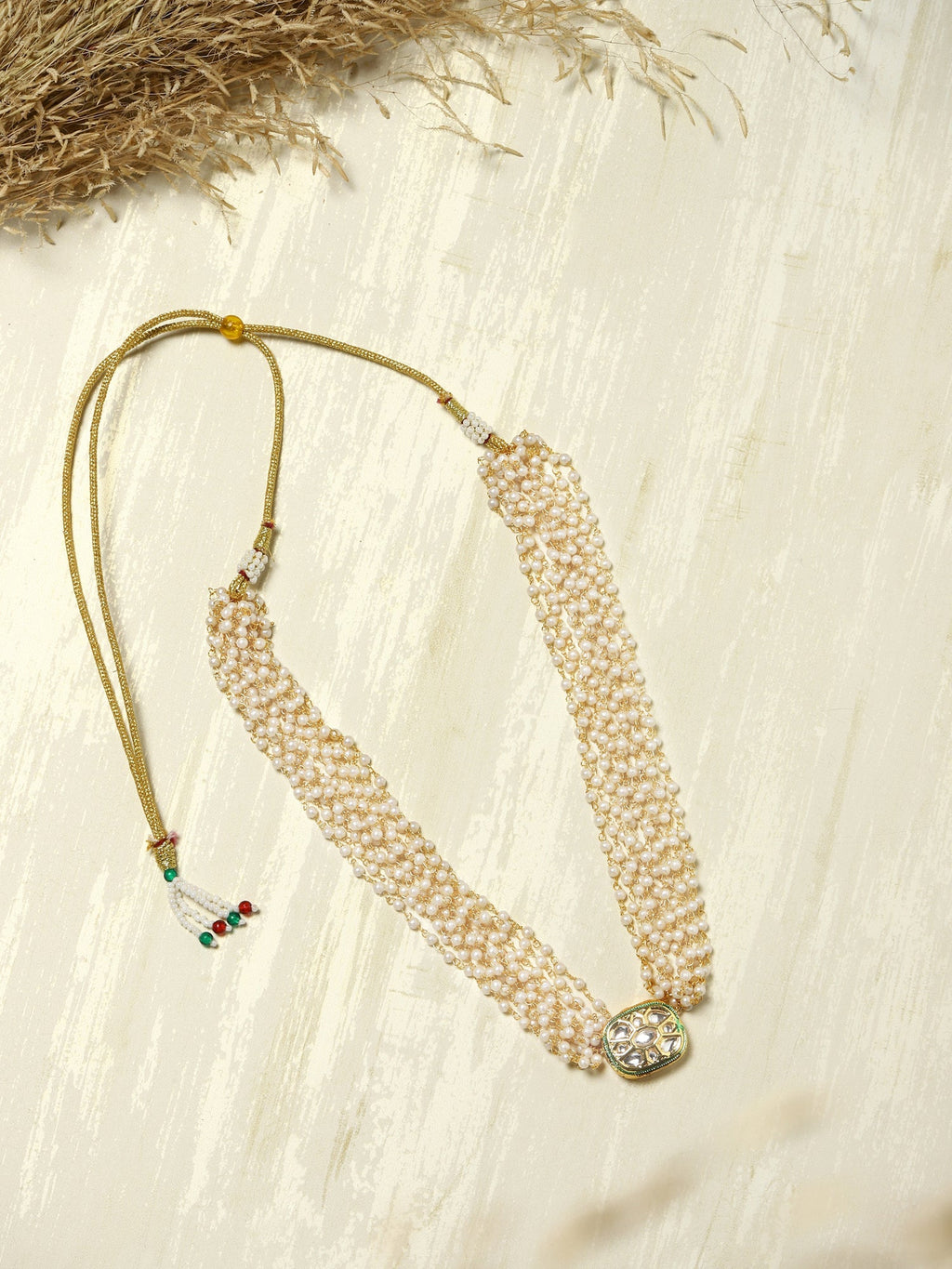 Gold-Toned White Gold-Plated Handcrafted Necklace - Ruby Raang - Distacart