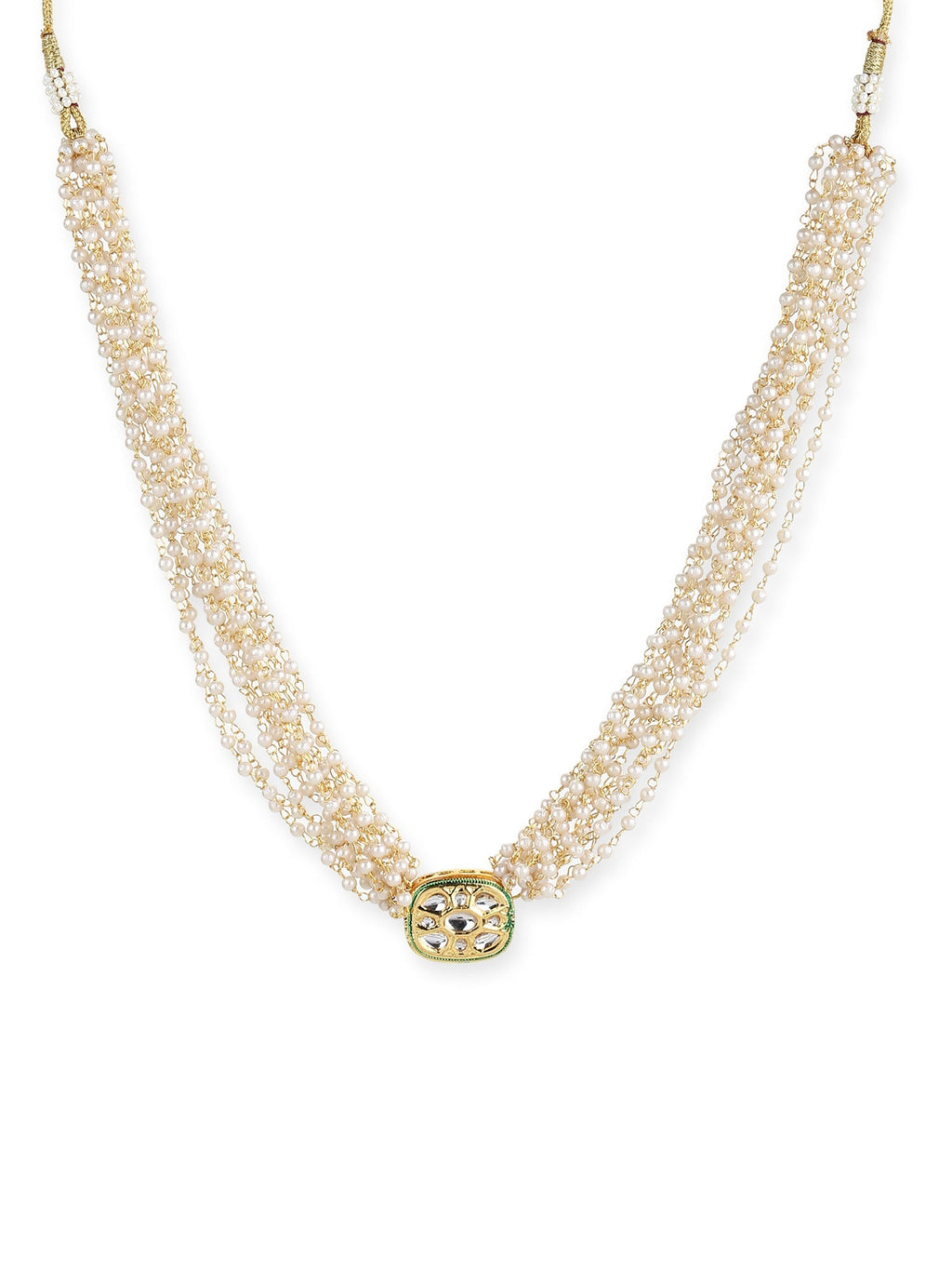 Gold-Toned White Gold-Plated Handcrafted Necklace - Ruby Raang - Distacart