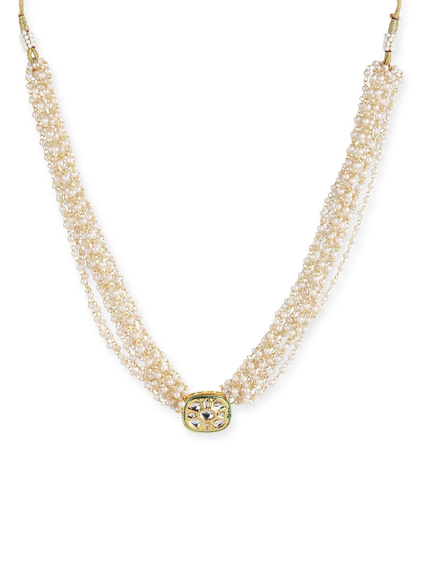 Gold-Toned White Gold-Plated Handcrafted Necklace - Ruby Raang - Distacart