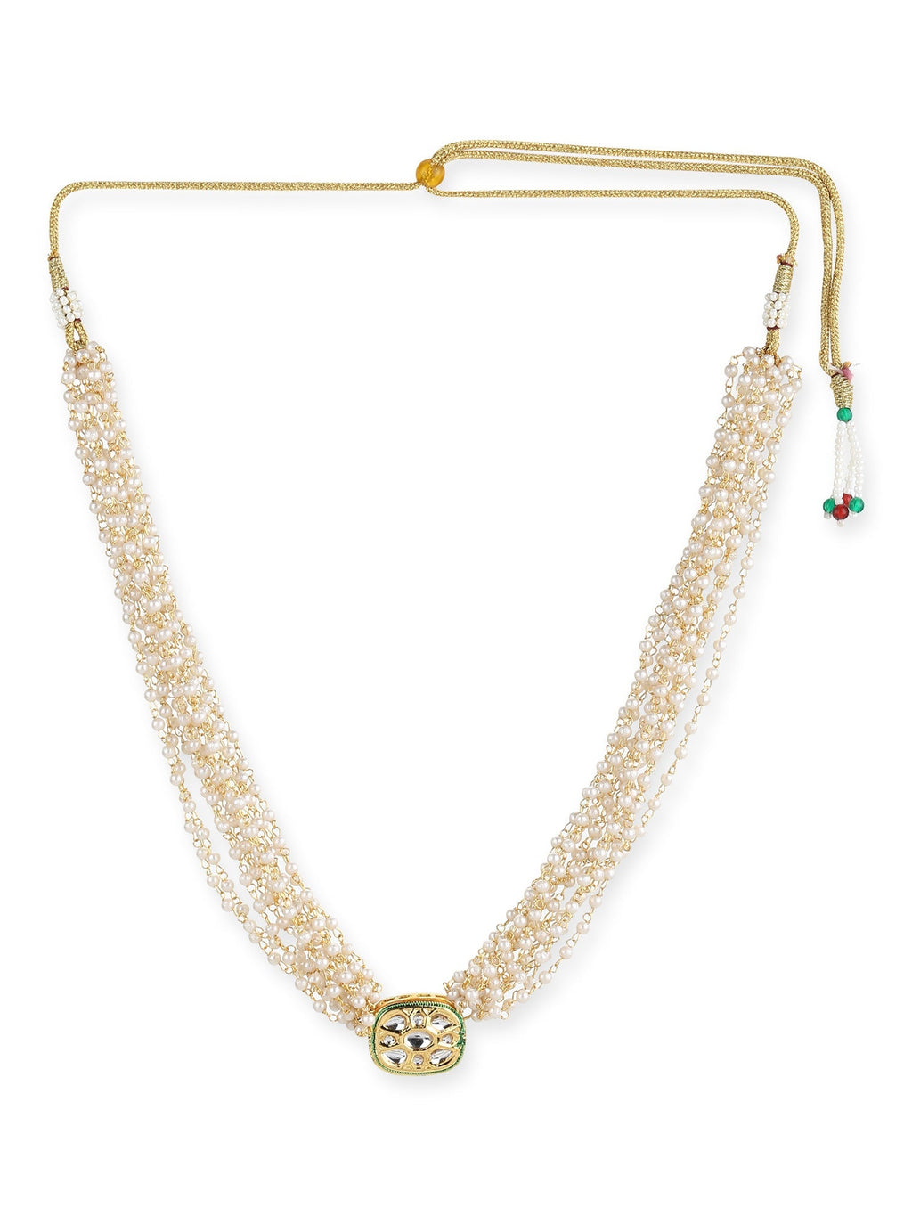 Gold-Toned White Gold-Plated Handcrafted Necklace - Ruby Raang - Distacart