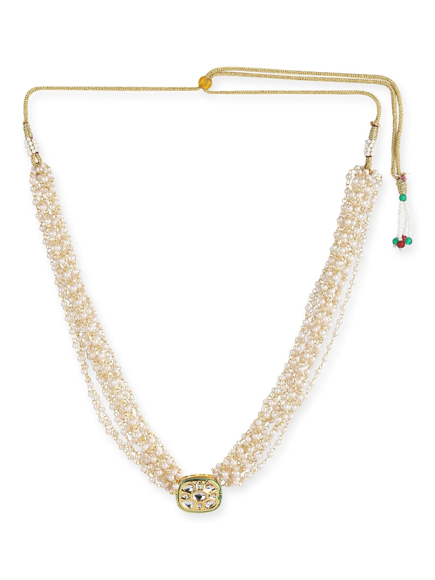 Gold-Toned White Gold-Plated Handcrafted Necklace - Ruby Raang - Distacart
