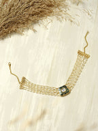 Gold-Plated White Green Brass Kundan Pearls Choker Necklace - Ruby Raang - Distacart