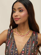 Gold-Toned Pink Gold-Plated Handcrafted Necklace - Ruby Raang - Distacart
