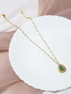 Gold-Plated White Brass Necklace - Ruby Raang - Distacart