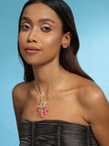 Gold-Plated Pink Brass Necklace - Ruby Raang - Distacart