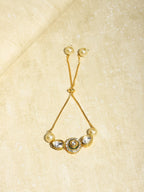 Women's Gold-Plated White Brass Kundan Charm Bracelet - Ruby Raang - Distacart