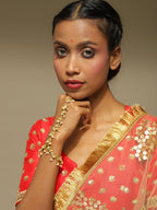 Women's Gold-Plated White Brass Kundan Bangle-Style Bracelet - Ruby Raang - Distacart