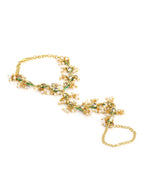 Women's Gold-Plated White Brass Kundan Bangle-Style Bracelet - Ruby Raang - Distacart