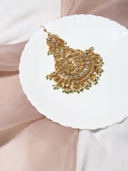 Gold Plated Kundan Studded Maang Tikka Jhoomar - Ruby Raang - Distacart