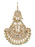 Gold Plated Kundan Studded Maang Tikka Jhoomar - Ruby Raang - Distacart