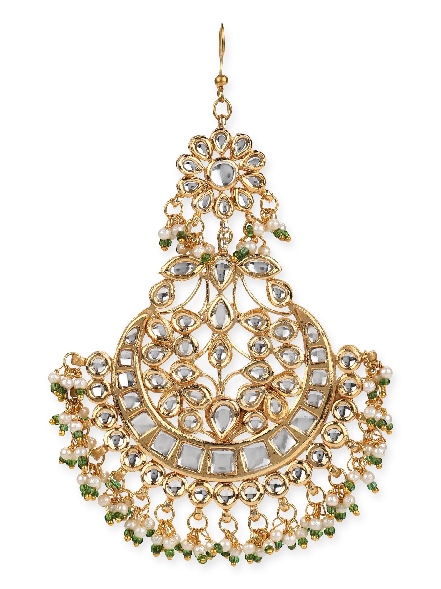 Gold Plated Kundan Studded Maang Tikka Jhoomar - Ruby Raang - Distacart