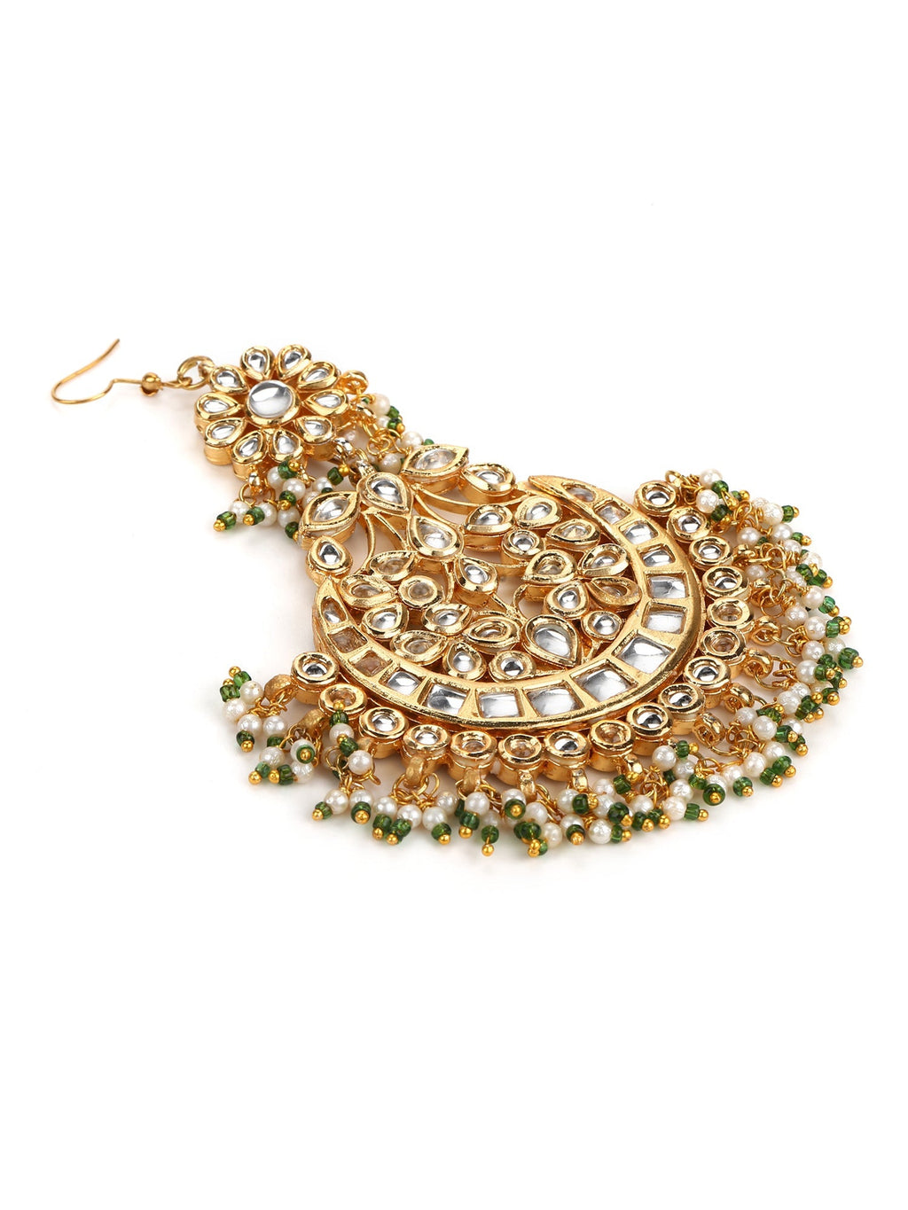Gold Plated Kundan Studded Maang Tikka Jhoomar - Ruby Raang - Distacart