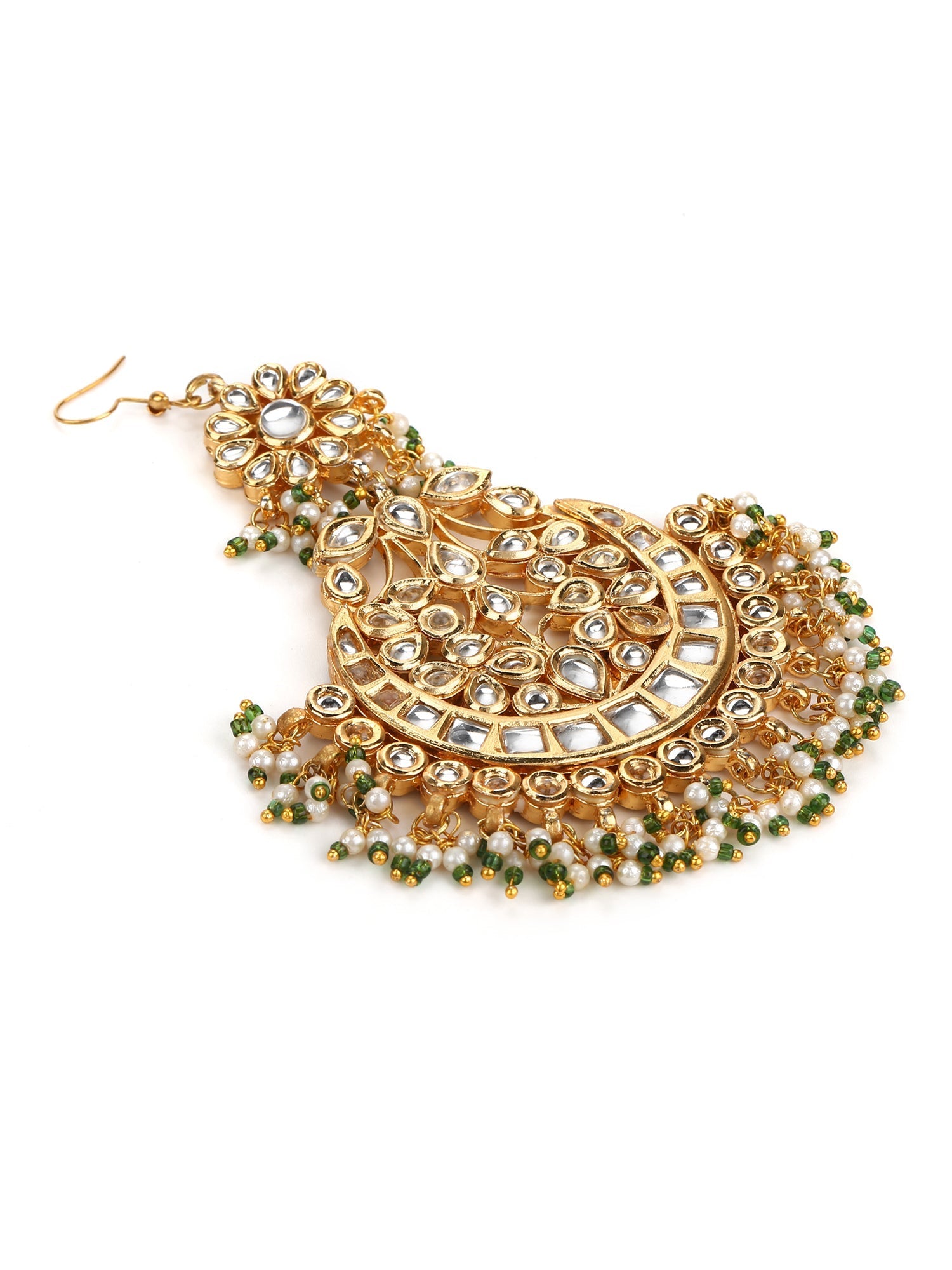 Gold Plated Kundan Studded Maang Tikka Jhoomar - Ruby Raang - Distacart