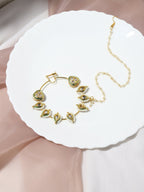 White Gold-Toned Plated Kundan Vilandi Chained Nose Ring - Ruby Raang - Distacart