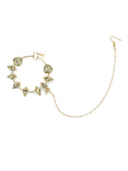 White Gold-Toned Plated Kundan Vilandi Chained Nose Ring - Ruby Raang - Distacart