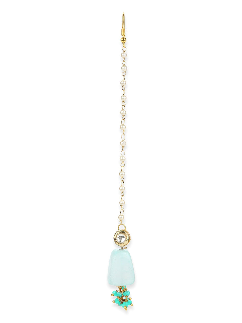Turquoise Blue Kundan Maang Tikka - Ruby Raang - Distacart