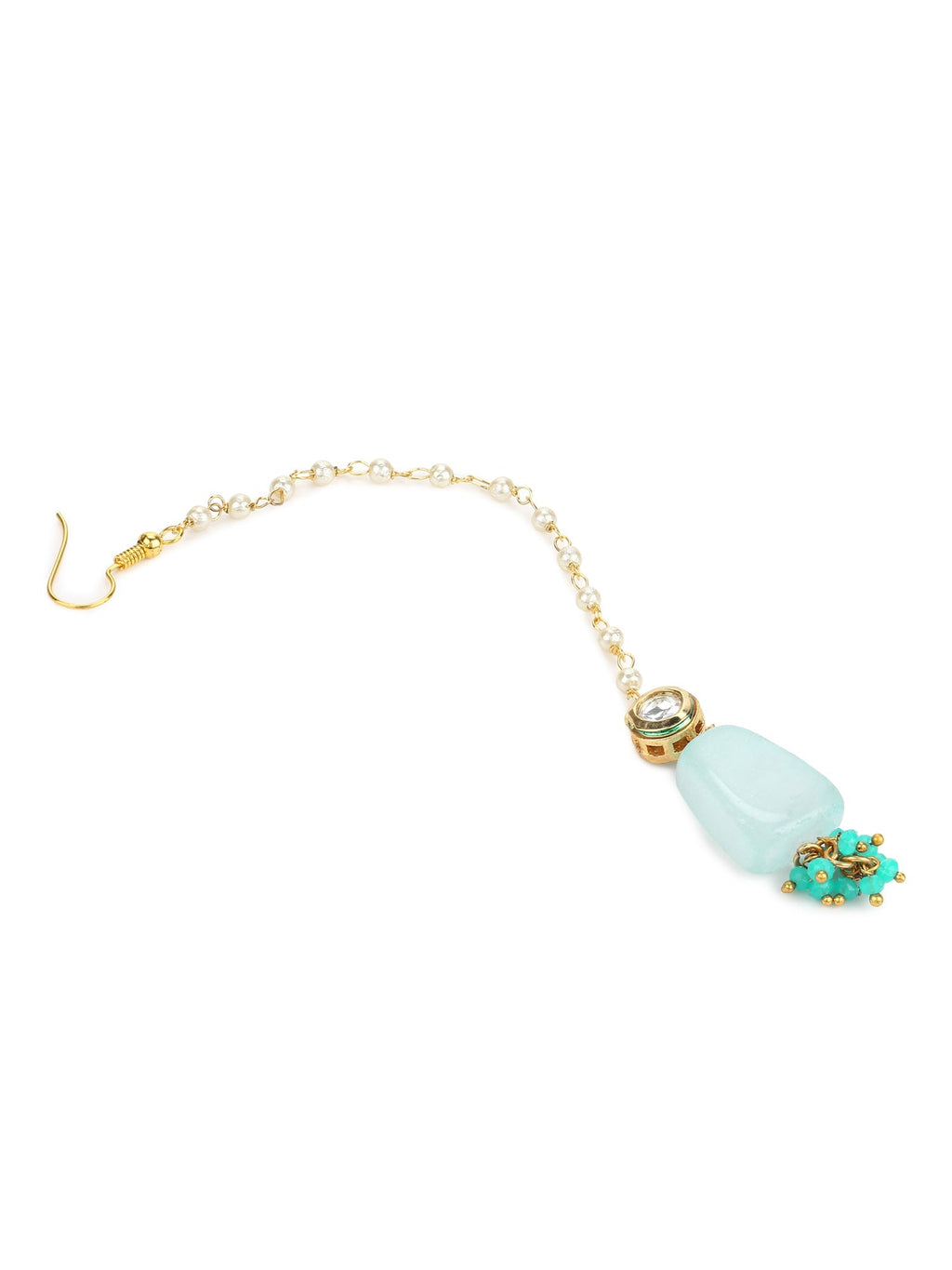 Turquoise Blue Kundan Maang Tikka - Ruby Raang - Distacart
