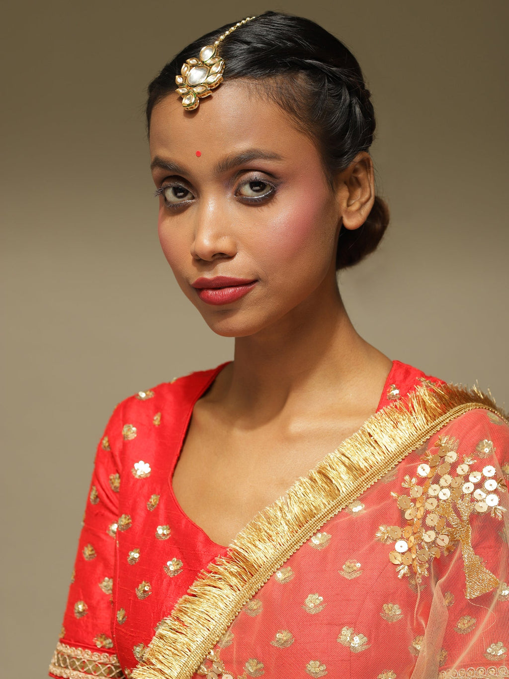 Gold-Plated Kundan Maang Tikka - Ruby Raang - Distacart