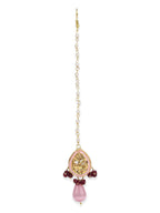 Pink Gold Plated Kundan Studded Maang Tikka - Ruby Raang - Distacart