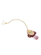 Pink Gold Plated Kundan Studded Maang Tikka - Ruby Raang - Distacart