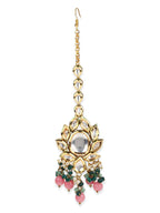 Gold-Toned Kundan Studded Maang Tikka - Ruby Raang - Distacart