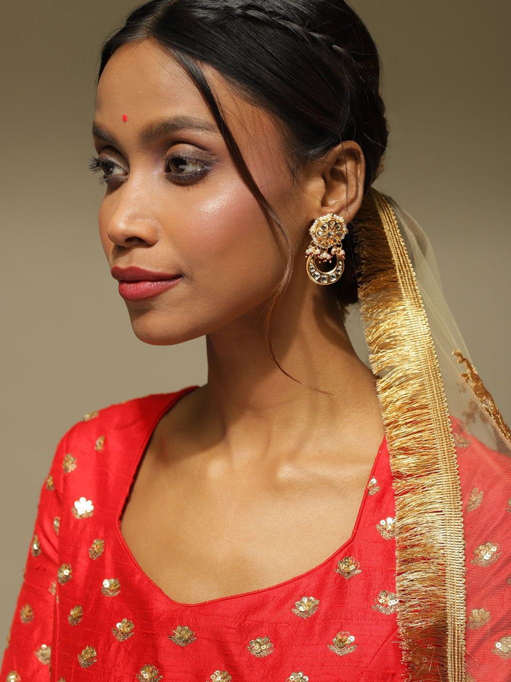 Gold-Toned Contemporary Studs Earrings - Ruby Raang - Distacart
