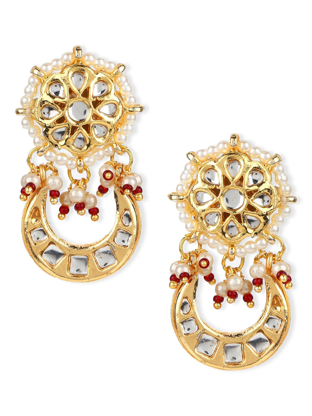 Gold-Toned Contemporary Studs Earrings - Ruby Raang - Distacart