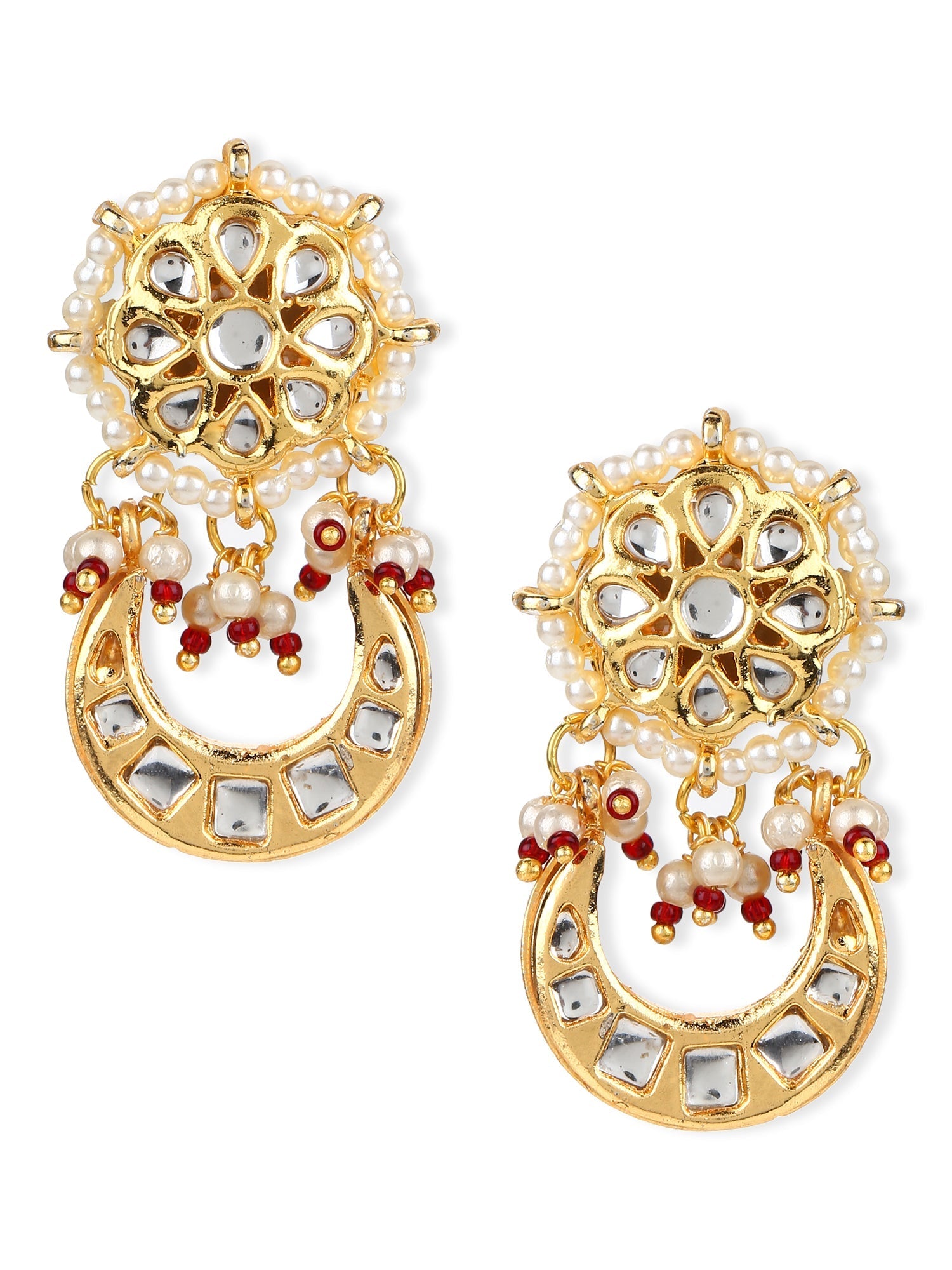Gold-Toned Contemporary Studs Earrings - Ruby Raang - Distacart