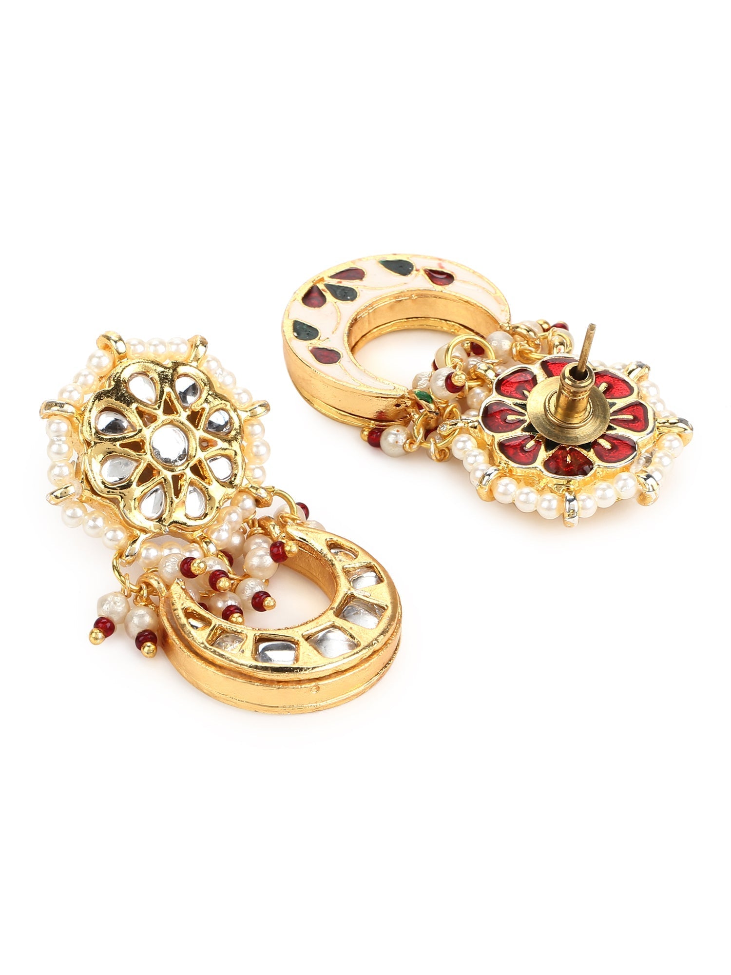 Gold-Toned Contemporary Studs Earrings - Ruby Raang - Distacart