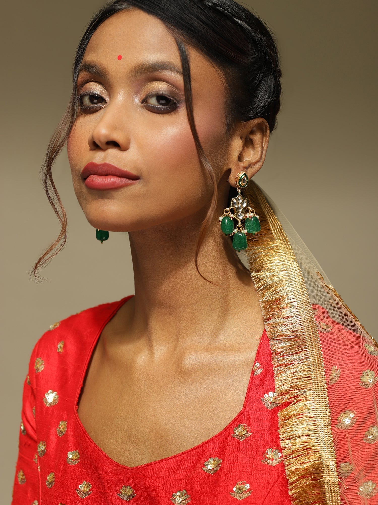 Green Contemporary Drop Earrings - Ruby Raang - Distacart