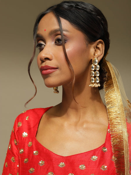 Silver Gold-Polished Contemporary Jhumkas Earrings - Ruby Raang