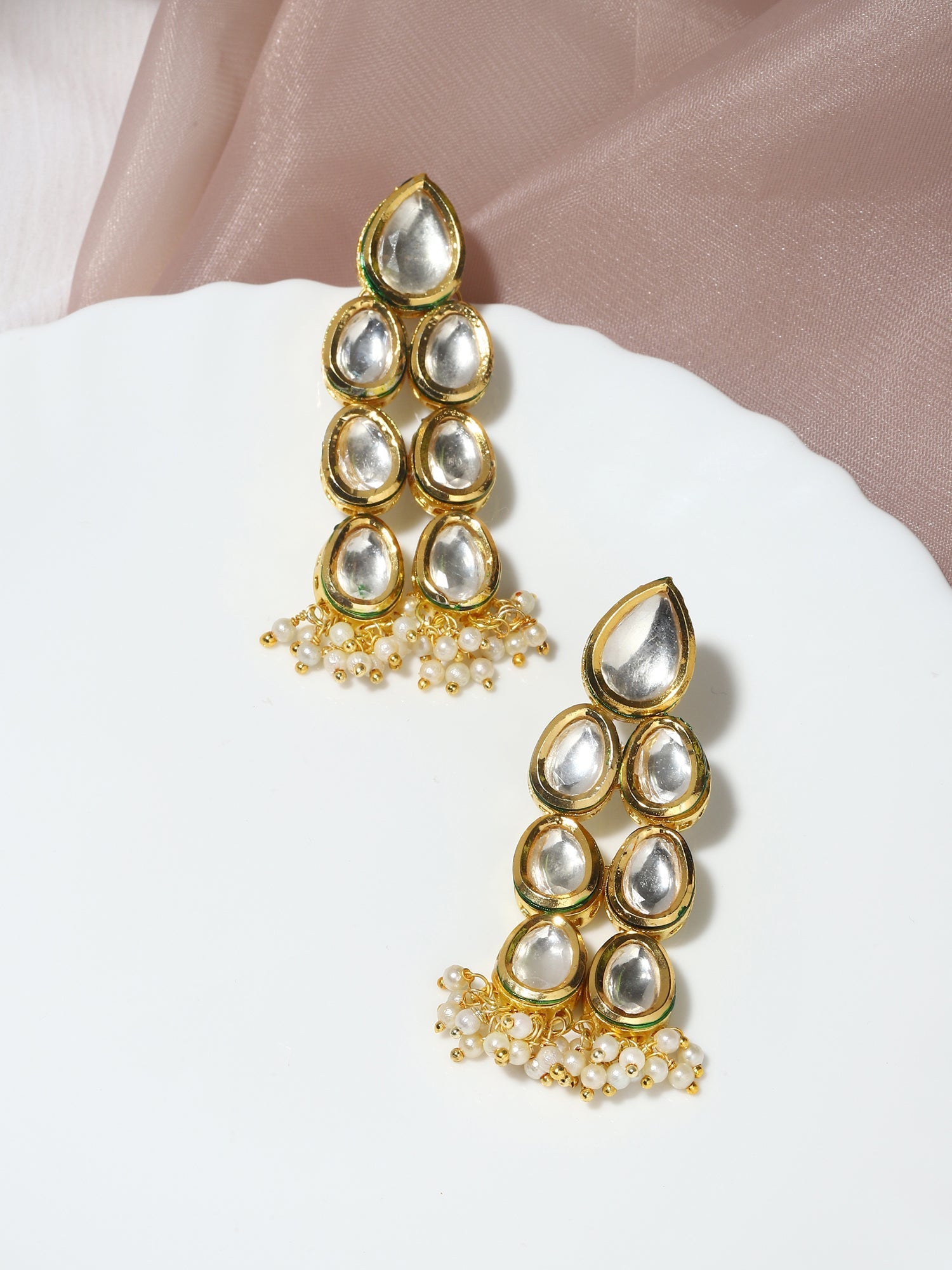 Silver Gold-Plated Contemporary Jhumkas Earrings - Ruby Raang - Distacart