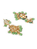 Green Gold-Plated Kundan Drop Earrings - Ruby Raang - Distacart