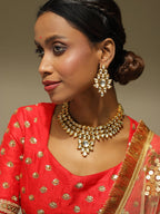 Gold-Plated Kundan Choker With Earring - Ruby Raang - Distacart