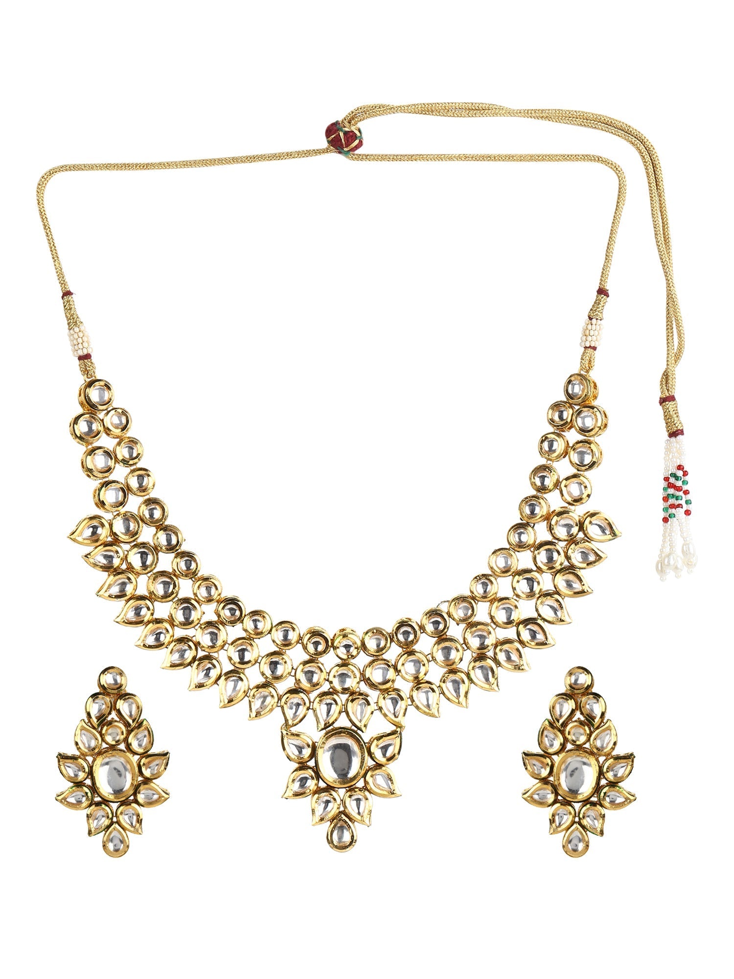 Gold-Plated Kundan Choker With Earring - Ruby Raang - Distacart