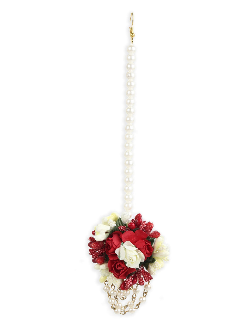 Flower Jewellery Gold-Plated Red Floral Jewellery Set - Ruby Raang - Distacart