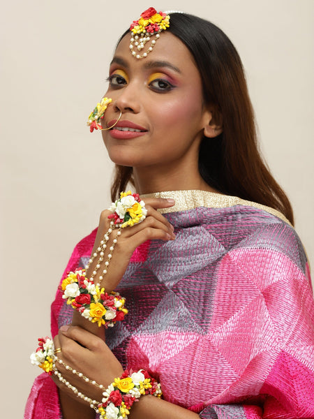 Yellow Floral Jewellery Set - Ruby Raang