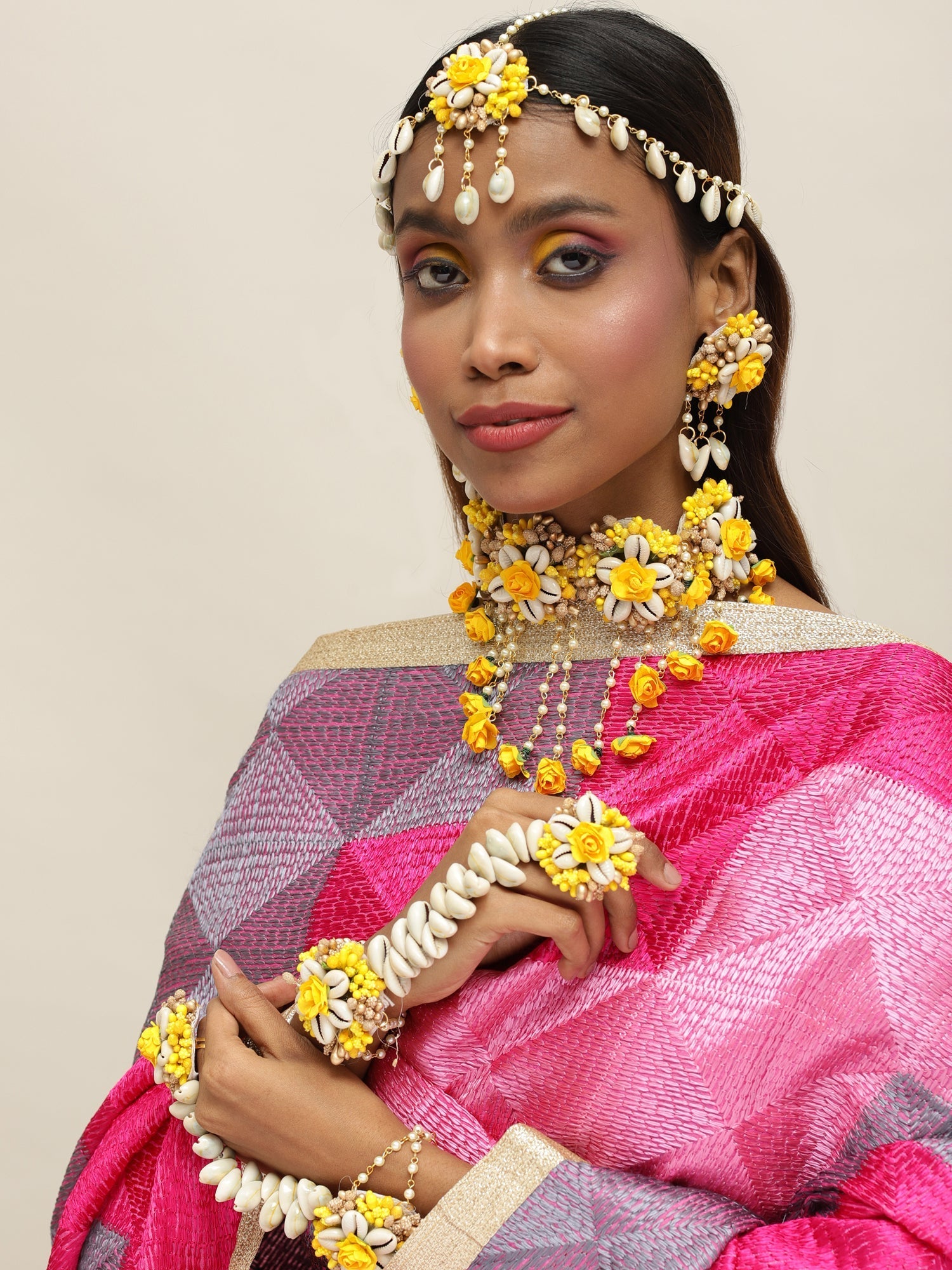 Yellow Gold Plated Jewellery Set - Ruby Raang - Distacart