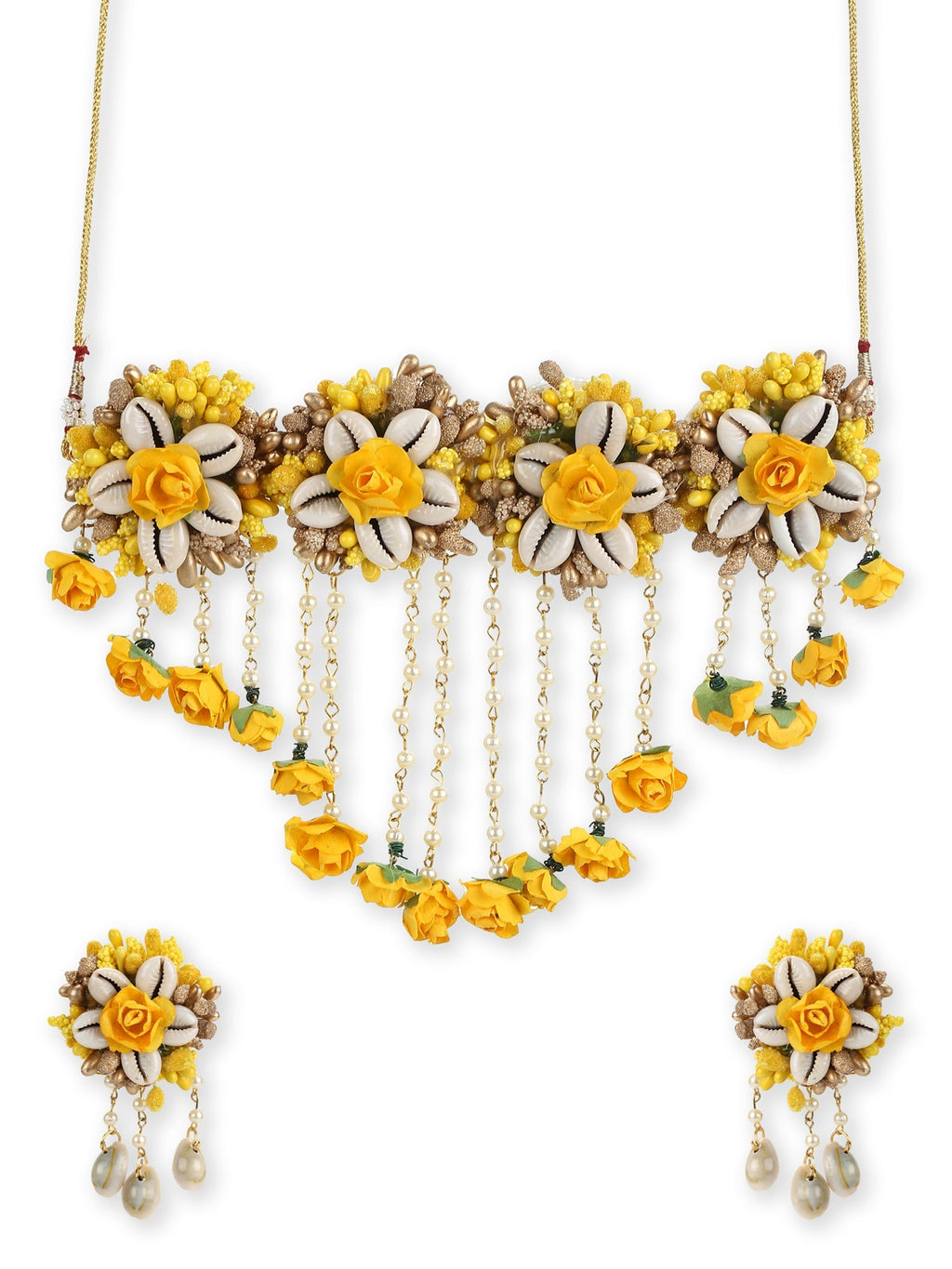 Yellow Gold Plated Jewellery Set - Ruby Raang - Distacart