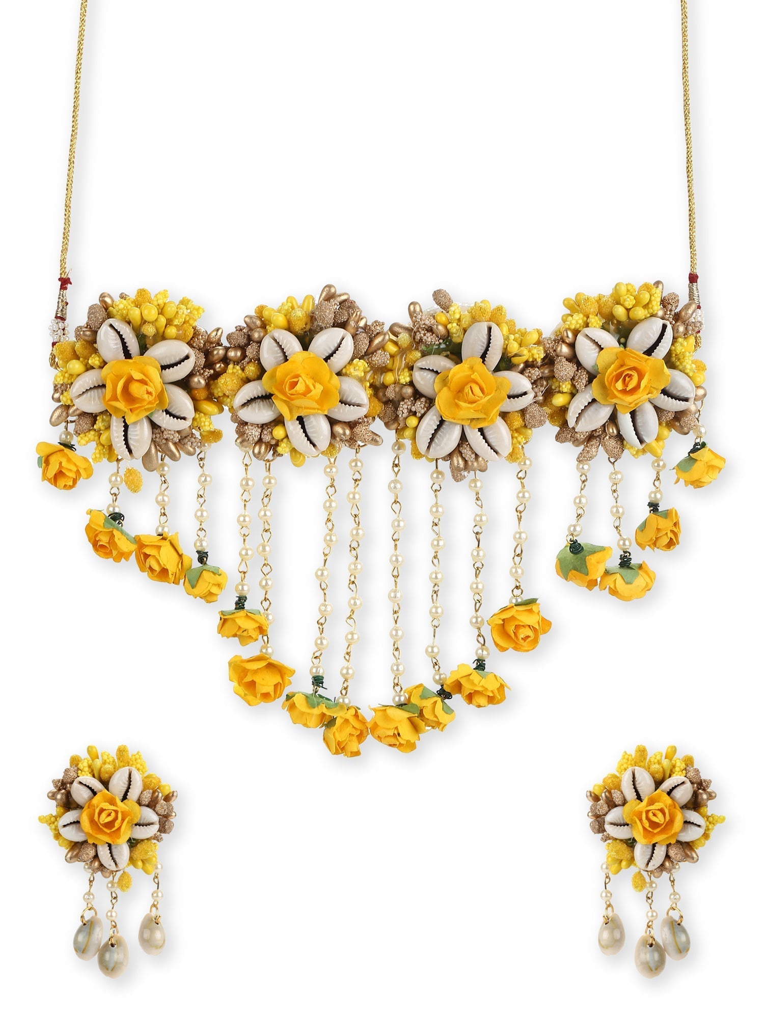 Yellow Gold Plated Jewellery Set - Ruby Raang - Distacart