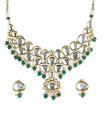 Green White Kundan Choker Jewellery Set - Ruby Raang - Distacart