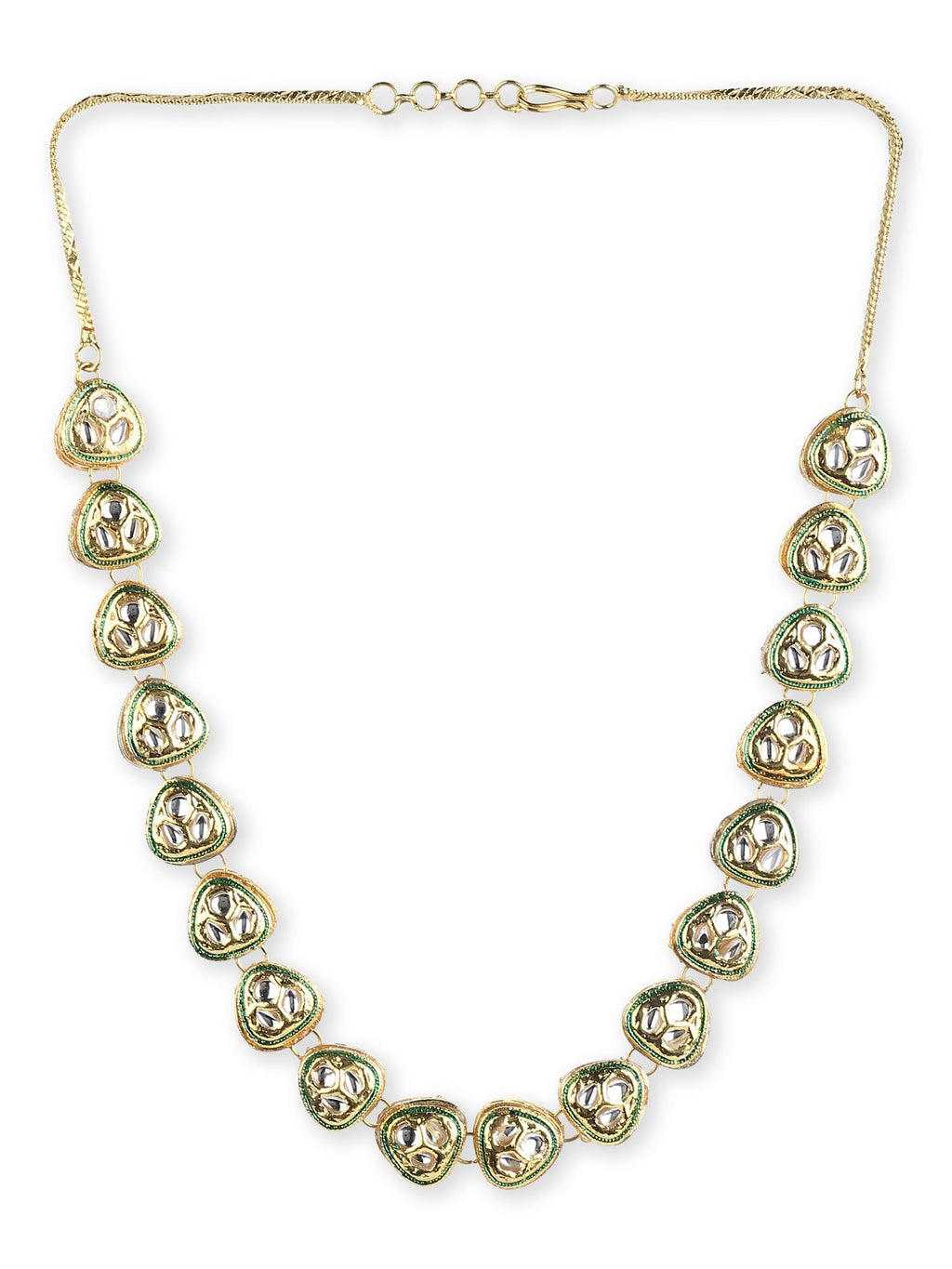 Gold-Plated White Brass Kundan Necklace - Ruby Raang - Distacart