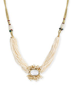 Gold-Plated White Brass Kundan Pearls Choker Necklace - Ruby Raang - Distacart